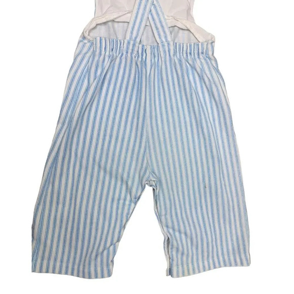 Vintage 60's Carter's Baby Overalls Blue White Stripes Farm Cow Horse 12 Months - Picture 7 of 8